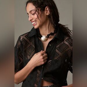 Anthropologie Farm Rio‎ Lace Surf Shirt- XL